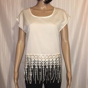 Monteau Los Angeles Sheer Ivory Womens Boho Small